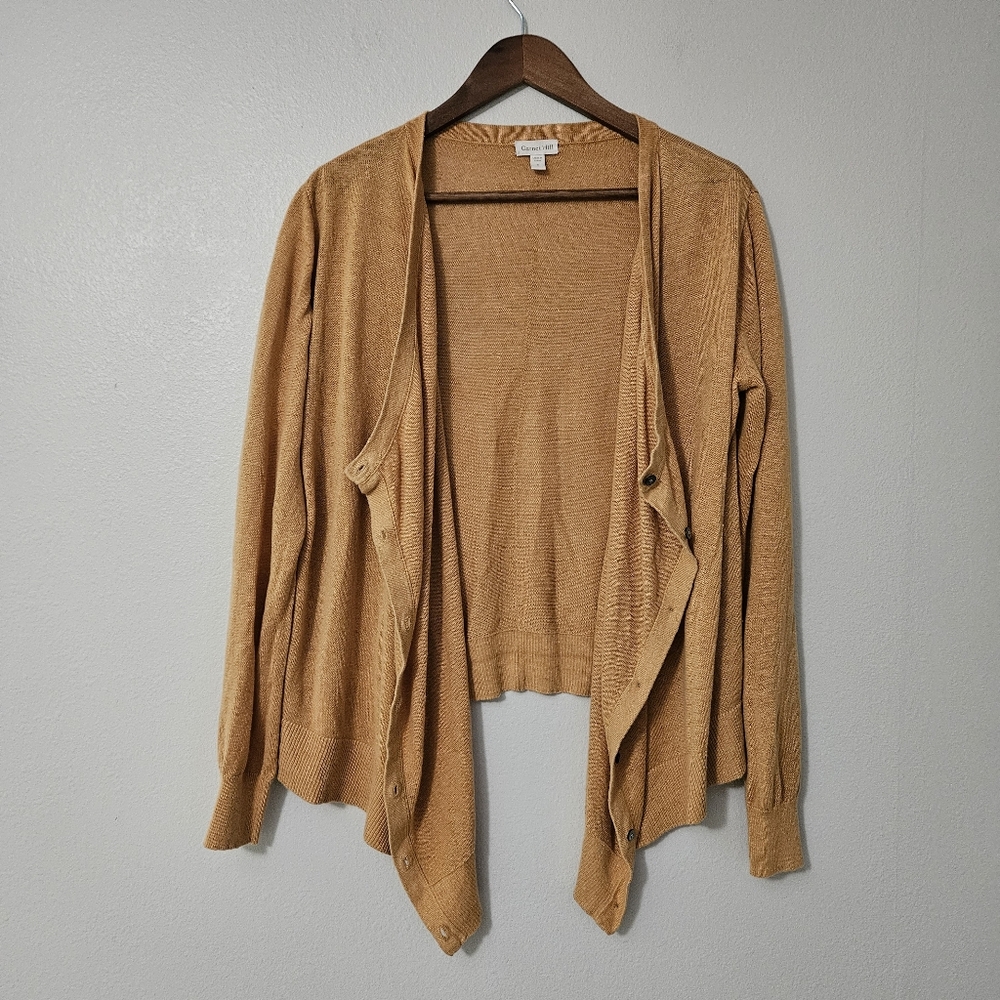 Garnet Hill Easy Linen Drape Front Cardigan Small
